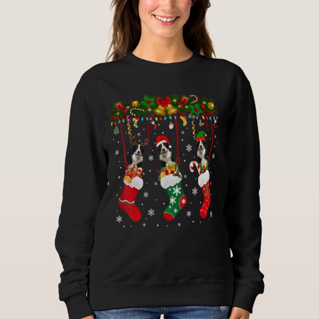 Sweatshirt Collie Frontière Dans Le Sock Xmas Reindeer Chien  (Devant)