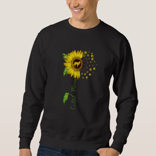 Sweatshirt Collie Maman Tournesol Collie Chien Maman Maman Ma (Devant)