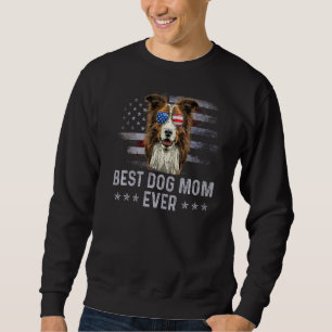 Sweatshirt Collie Maman Vintage American Drapeau Patriotique