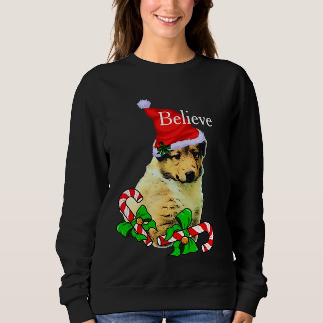 Sweatshirt Collie Puppy Christmas Joyeux (Devant)