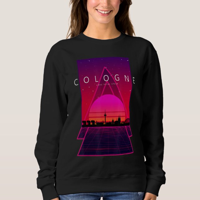 Sweatshirt Cologne Skyline 80s 90s Vaporwave esthétique rétro (Devant)
