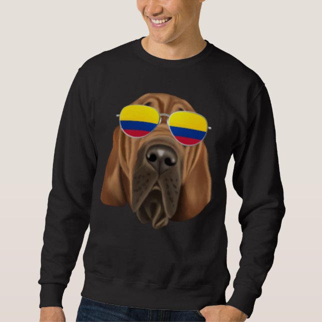 Sweatshirt Colombian Flag Bloodhound Dog Colombia Pocket (Devant)