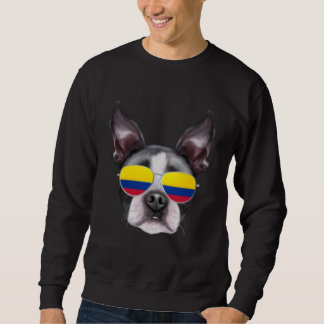 Sweatshirt Colombian Flag Boston Terrier Dog Colombia Pocket