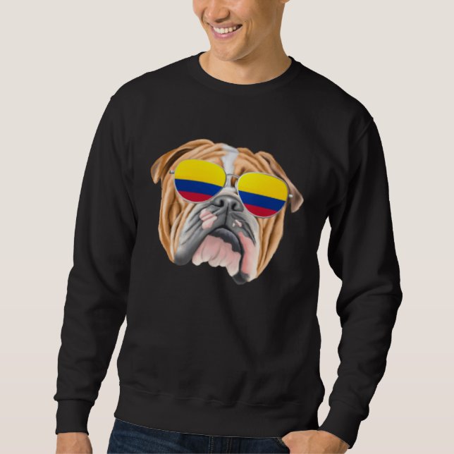 Sweatshirt Colombian Flag Bulldog Dog Colombia Pocket (Devant)