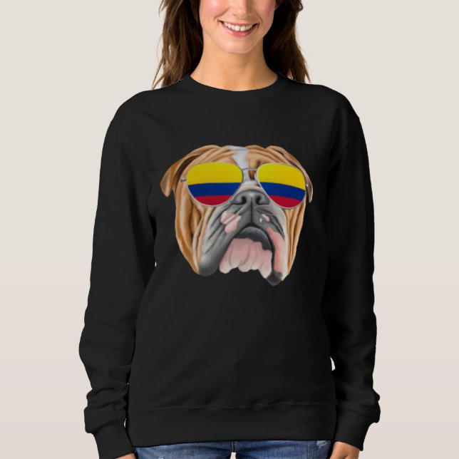 Sweatshirt Colombian Flag Bulldog Dog Colombia Pocket (Devant)