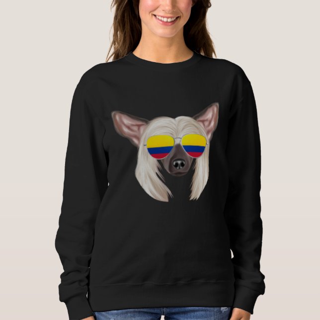 Sweatshirt Colombian Flag Chinese Crested Dog Colombia Pocket (Devant)