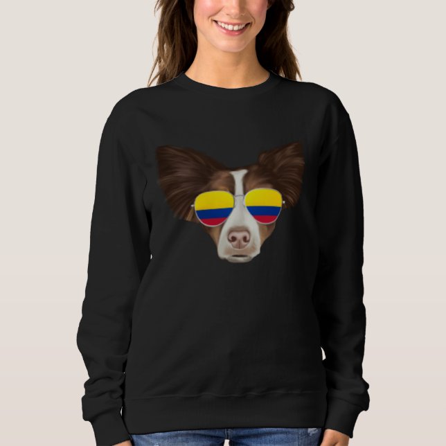 Sweatshirt Colombian Flag Collie Dog Colombia Pocket (Devant)