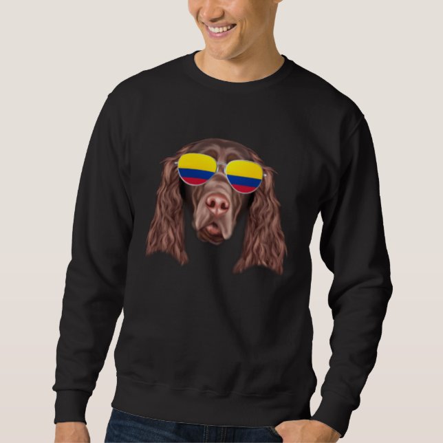 Sweatshirt Colombian Flag Field Spaniel Dog Colombia Pocket (Devant)