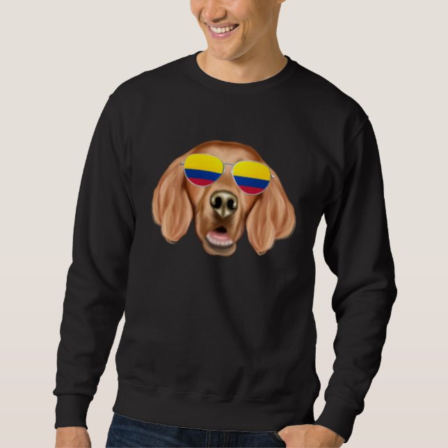 Sweatshirt Colombian Flag Irish Setter Dog Colombia Pocket (Devant)