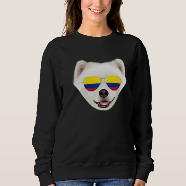 Sweatshirt Colombian Flag Samoyed Dog Colombia Pocket (Devant)