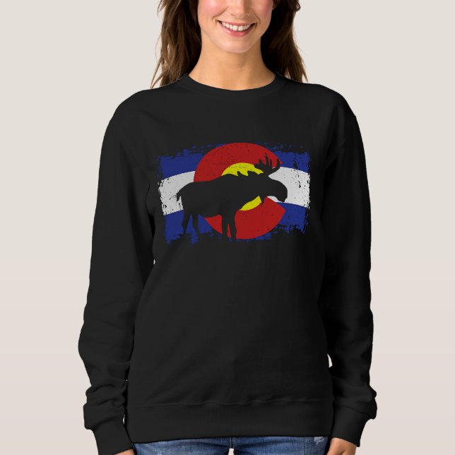Sweatshirt Colorado Flag Moose Hunter  Cool Moose Hunting Men (Devant)