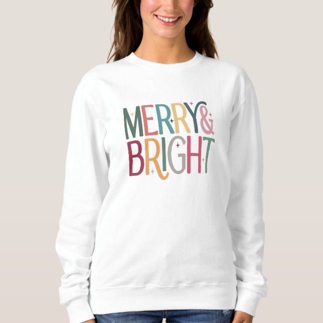 Sweatshirt Coloré Retro Joyeux et Étoiles brillantes (Devant)