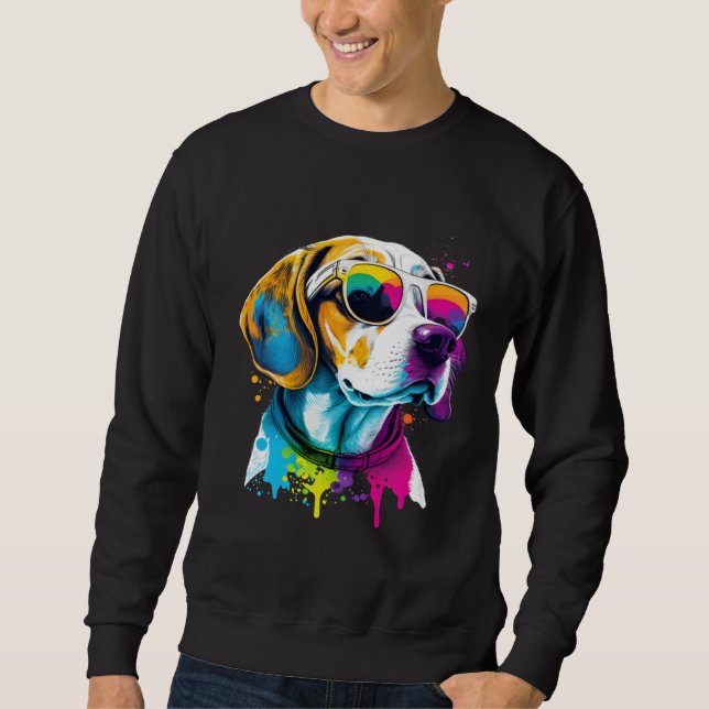 Sweatshirt Colorful Beagle Pop Dog Dad Mom Dog   1 (Devant)