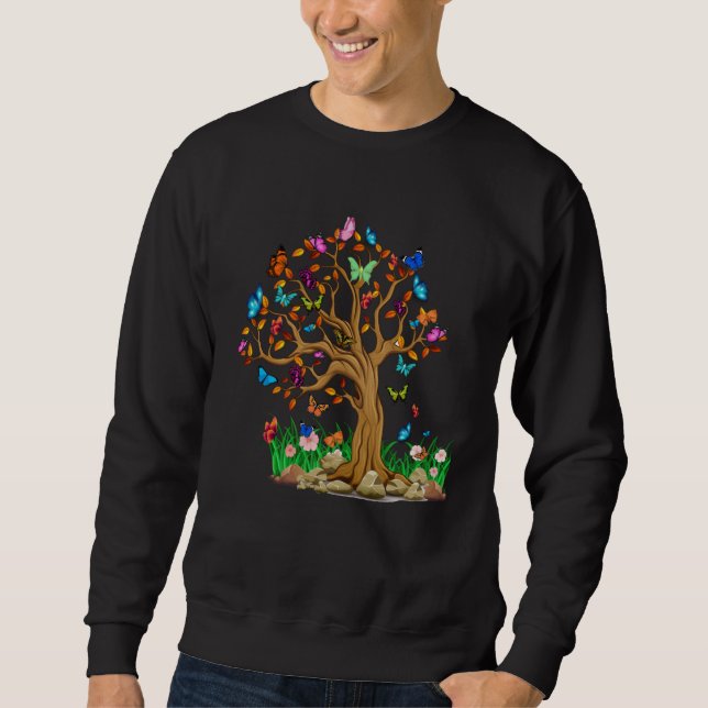 Sweatshirt Colorful Butterfly Tree (Devant)