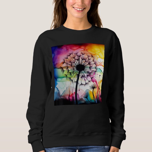 Sweatshirt Colorful dandelion watercolor optics blowball (Devant)