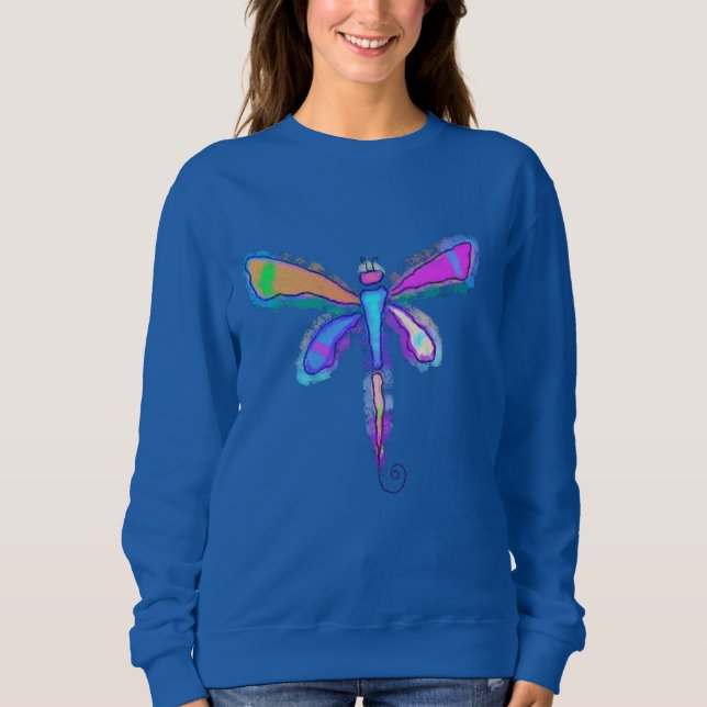 Sweatshirt Colorful Dragonfly Art Abstrait à porter (Devant)