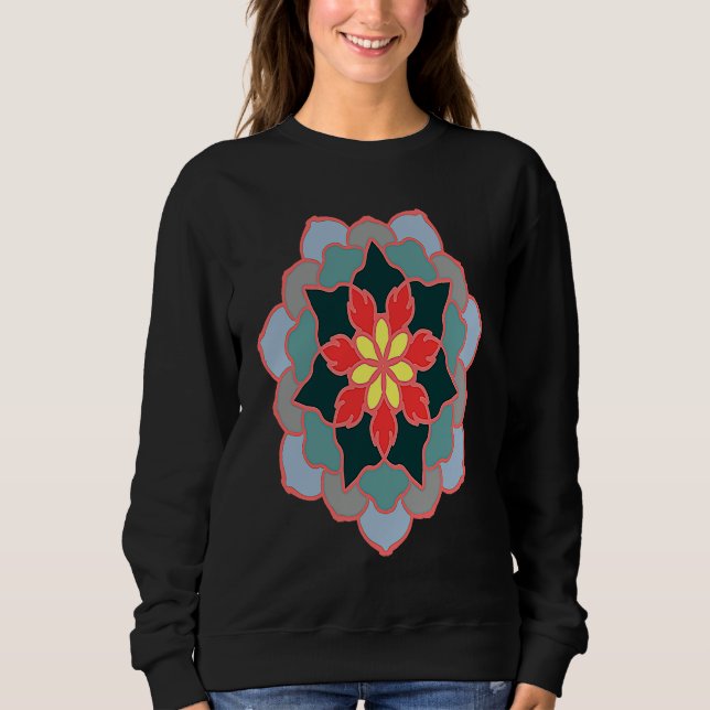 Sweatshirt Colorful flower mandala  flower emblem (Devant)