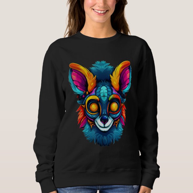 Sweatshirt Colorful Geometric Ring Tailed Lemur  Pop Animal (Devant)