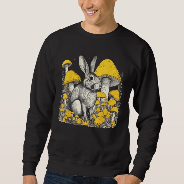 Sweatshirt Colorful Illustrations Rabbit With Mushrooms (Devant)