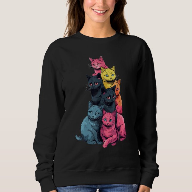 Sweatshirt Colorful LGBT Pride American Shorthair Cat Pile (Devant)