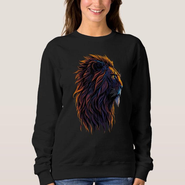 Sweatshirt Colorful Lion Illustration Pride Animal Strong Gra (Devant)