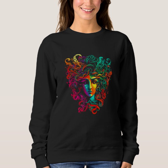 Sweatshirt Colorful Painted Medusa Head Greek Mythology Gift  (Devant)