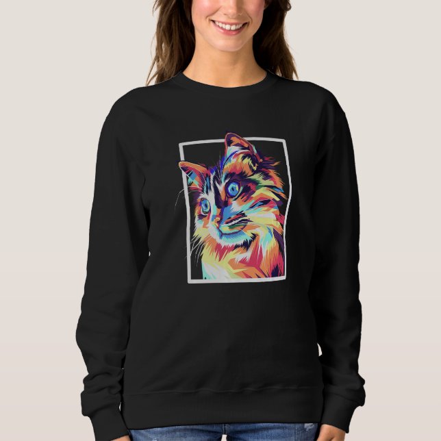 Sweatshirt Colorful Pop Maine Coon Cat (Devant)