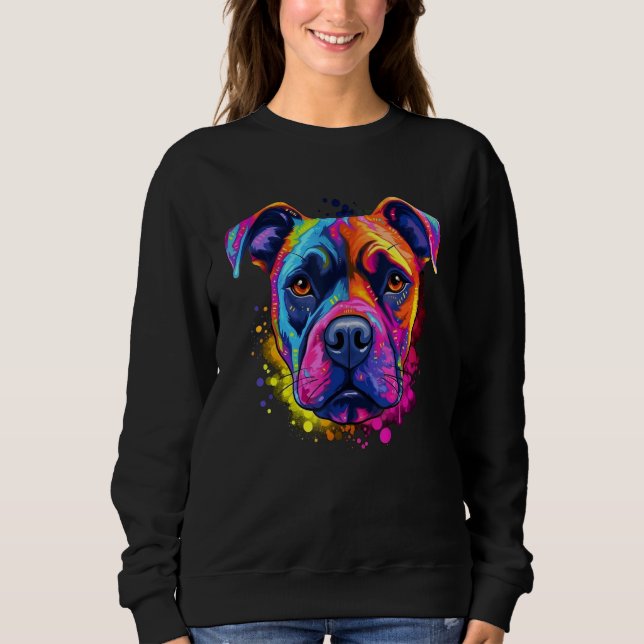Sweatshirt Colorful Pop Staffordshire Bull Terrier Staffy (Devant)