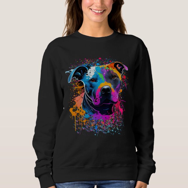 Sweatshirt Colorful Splash Staffordshire Bull Terrier Portrai (Devant)