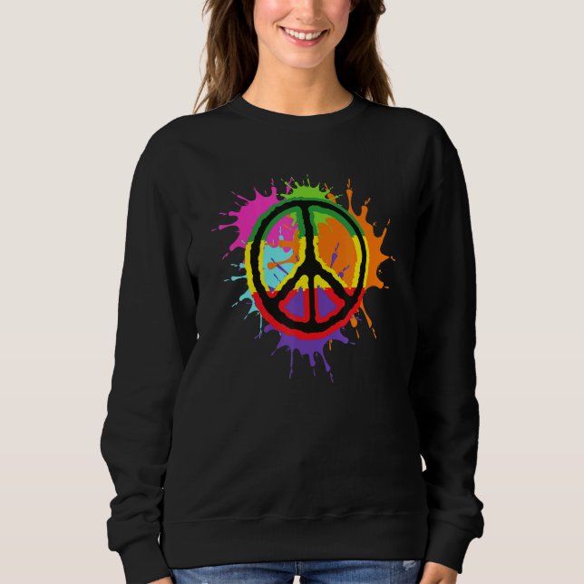Sweatshirt Colorful Splatter Peinture Paix Signale Amour (Devant)