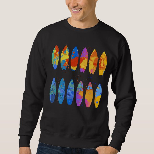Sweatshirt Colorful Surfing  Surfer Surfboard Graphic (Devant)