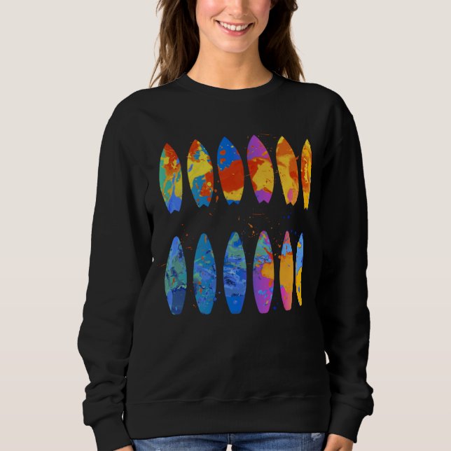 Sweatshirt Colorful Surfing  Surfer Surfboard Graphic (Devant)