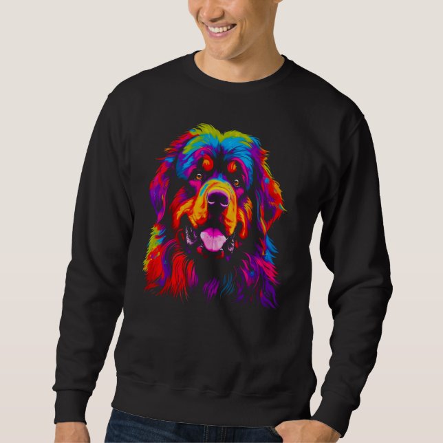 Sweatshirt Colorful Tibetan Mastiff Dog (Devant)