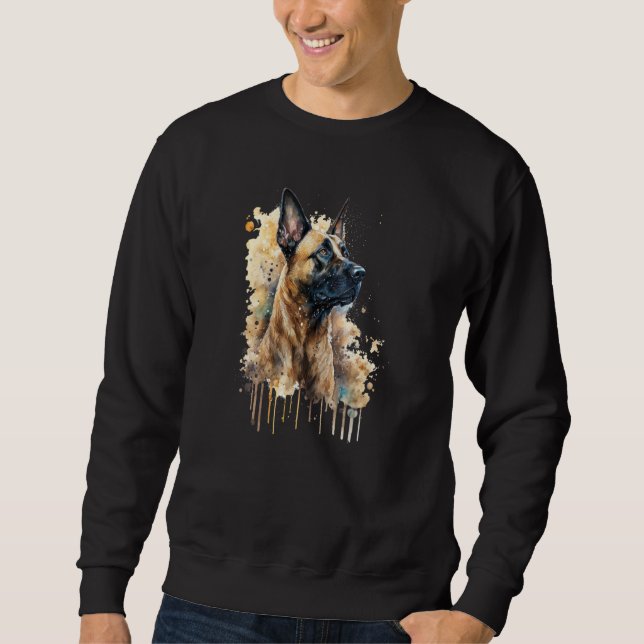 Sweatshirt Colorful watercolor splash Belgian Malinois (Devant)