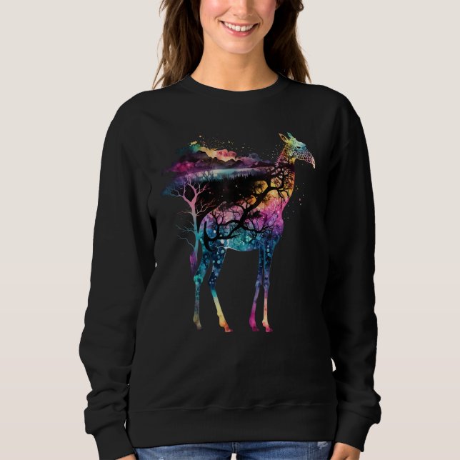 Sweatshirt Colorful Wilderness Nature Giraffe Reflection (Devant)