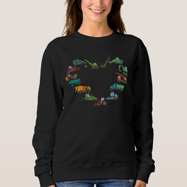 Sweatshirt Colourful Construction Vehicles Heart Children  Id (Devant)