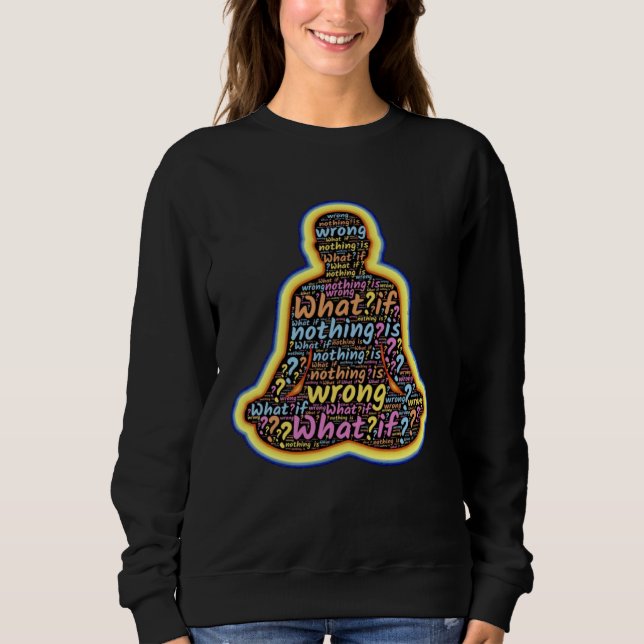 Sweatshirt Colourful crazy mind thoughts question marks head (Devant)