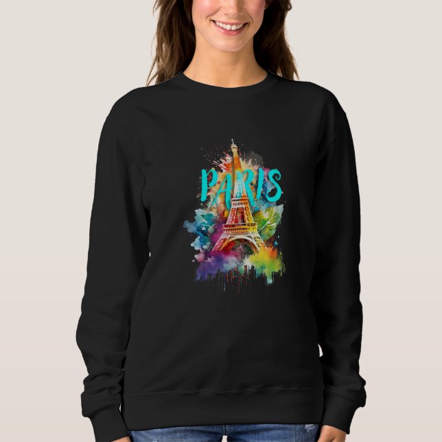 Sweatshirt Colourful Eiffel Tower of Paris  France (Devant)