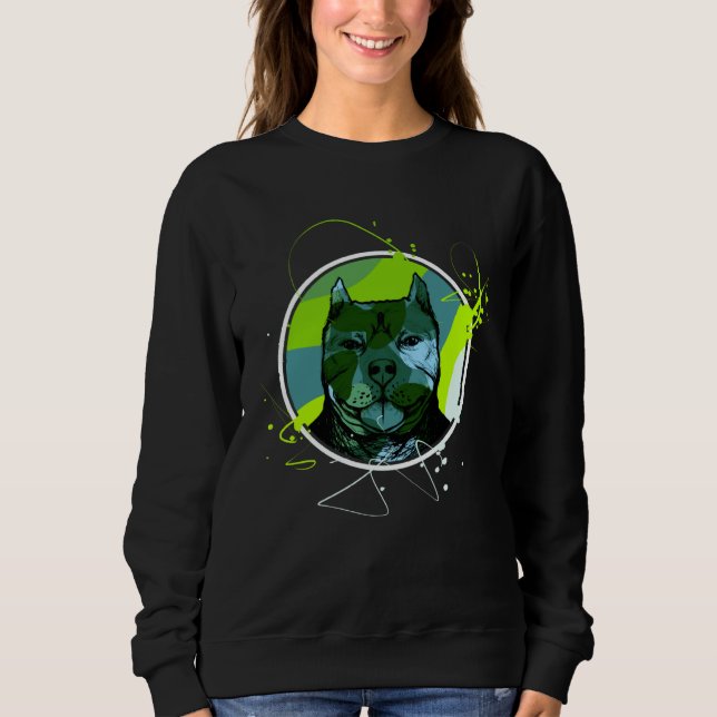 Sweatshirt Colourful Pitbull Terrier Dog Love Dad Mum Boy Gir (Devant)