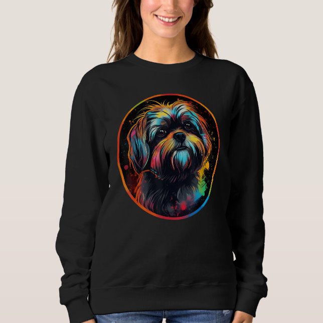 Sweatshirt Colourful Shih Tzu Dog Dad Mom Graffity (Devant)