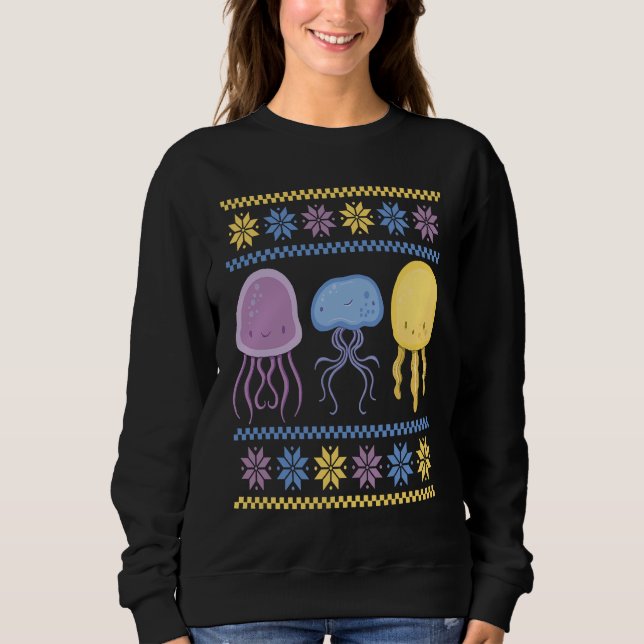 Sweatshirt Colourful Xmas outfit with three different jellyfi (Devant)