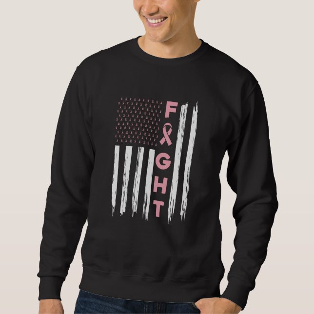 Sweatshirt Combattre le drapeau américain rose Sensibilisatio (Devant)