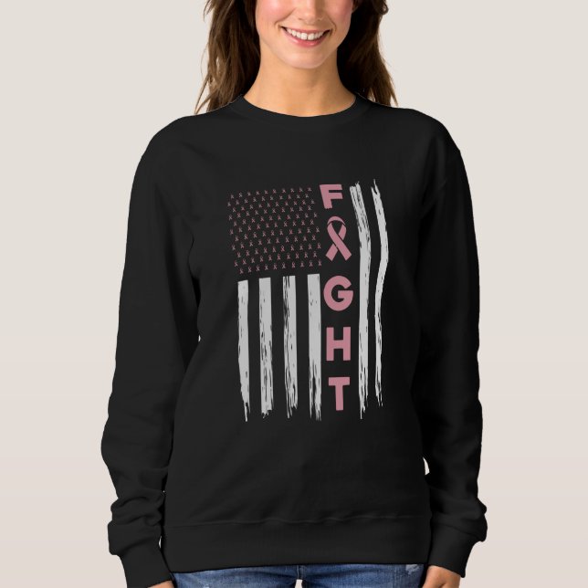 Sweatshirt Combattre le drapeau américain rose Sensibilisatio (Devant)