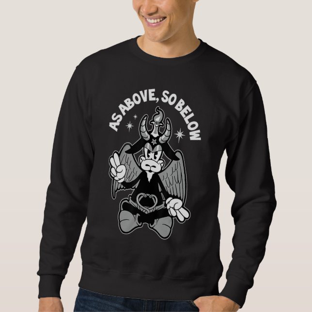 Sweatshirt Comme Ci-Dessous Retro Cartoon Baphomet Satan goa (Devant)