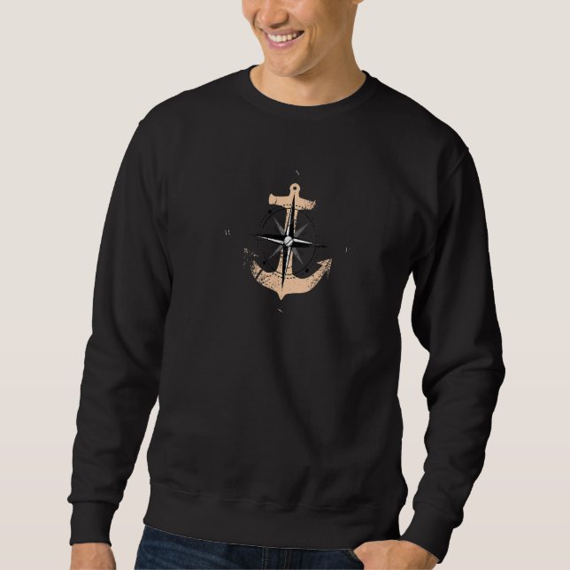 Sweatshirt Compass Rose Ancre Compass Bateau à voile North Ma (Devant)