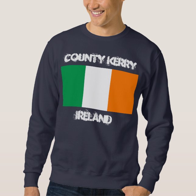 Sweatshirt Comté Kerry, Irlande avec le drapeau irlandais (Devant)