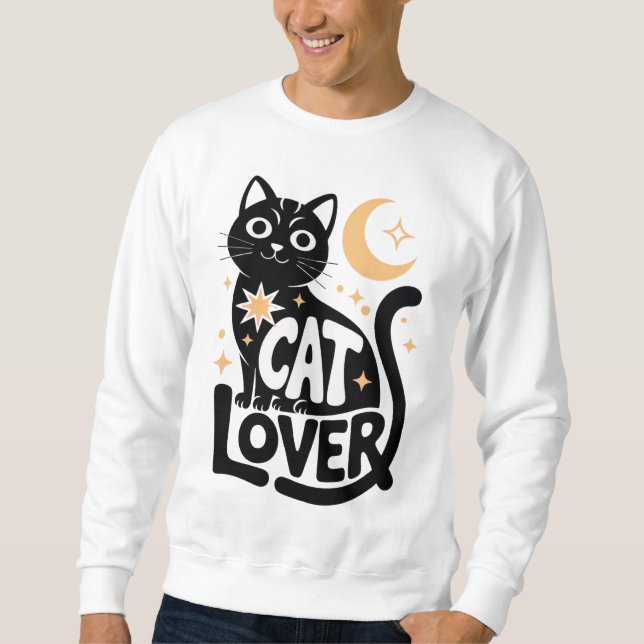 Sweatshirt Conception d'amour de chat noir de magie céleste (Devant)
