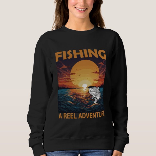 Sweatshirt Conception d'aventure de pêche au coucher du solei (Devant)