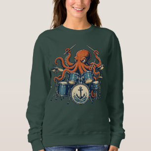 Sweatshirt Conception de batteur pieuvre personnalisé