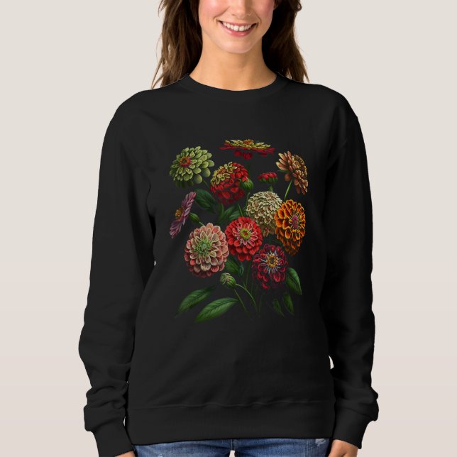 Sweatshirt Conception de bouquet floral de fleurs de Zinnia (Devant)